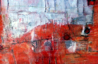 Terenia  Offenbacker  Red composition Mived Media 40x30